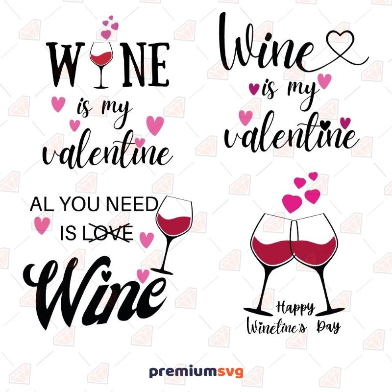 Wine Valentine SVG, Wine Love SVG Valentine's Day SVG Svg