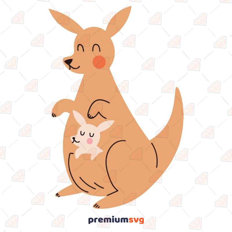 Baby Kangaroo SVG, Kangaroo with Baby Vector Instant Download Wild & Jungle Animals SVG Svg