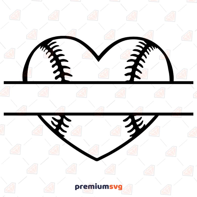 Baseball Heart Monogram SVG, Monogram Instant Download Baseball Svg