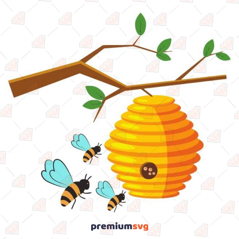 Beehive SVG, Bee and Beehive Vector and Sublimation Plant and Flowers SVG Svg