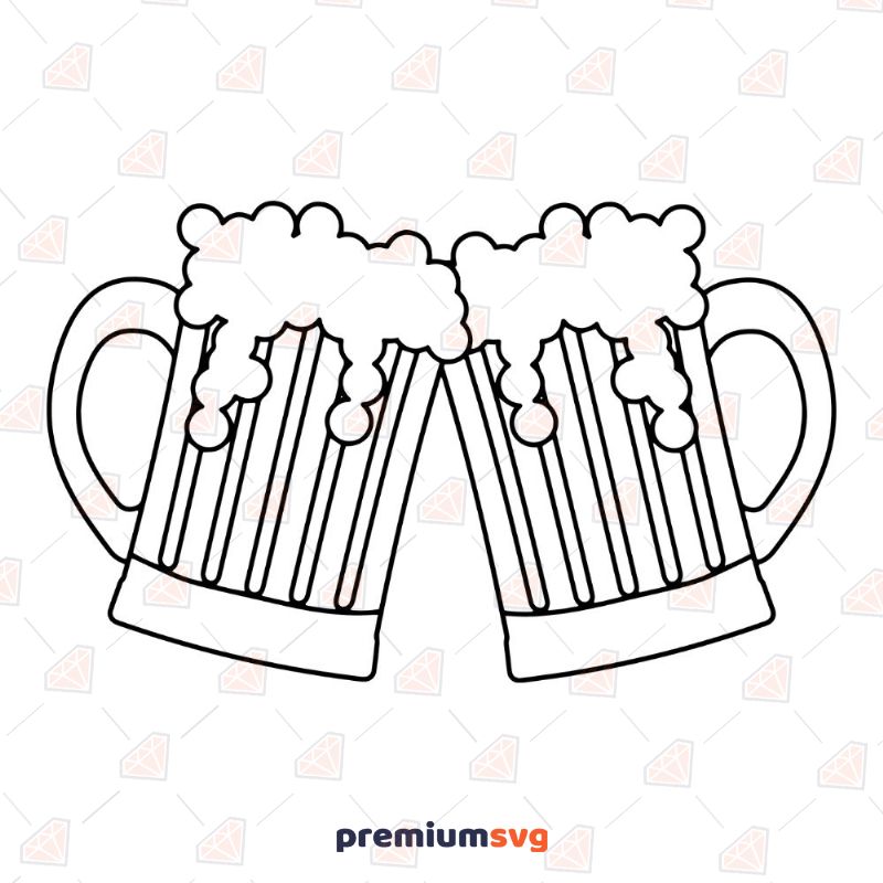 Beer Mugs Cheers SVG, Beer Pint SVG Instant Download Drinking Svg