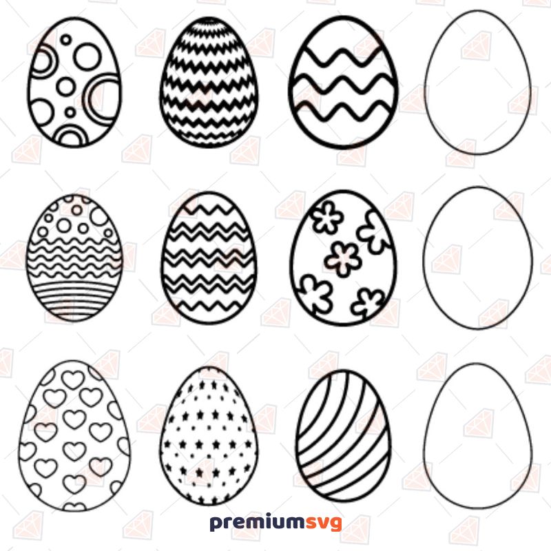 Black and White Easter Eggs Bundle Easter Day SVG Svg