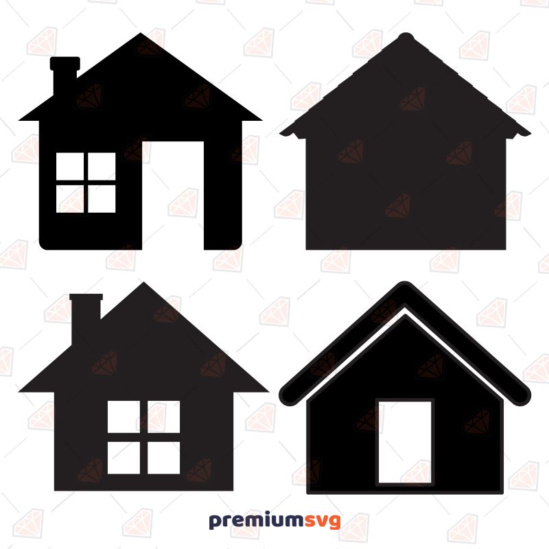 Black and White House SVG, Black House Silhouette SVG Drawings Svg