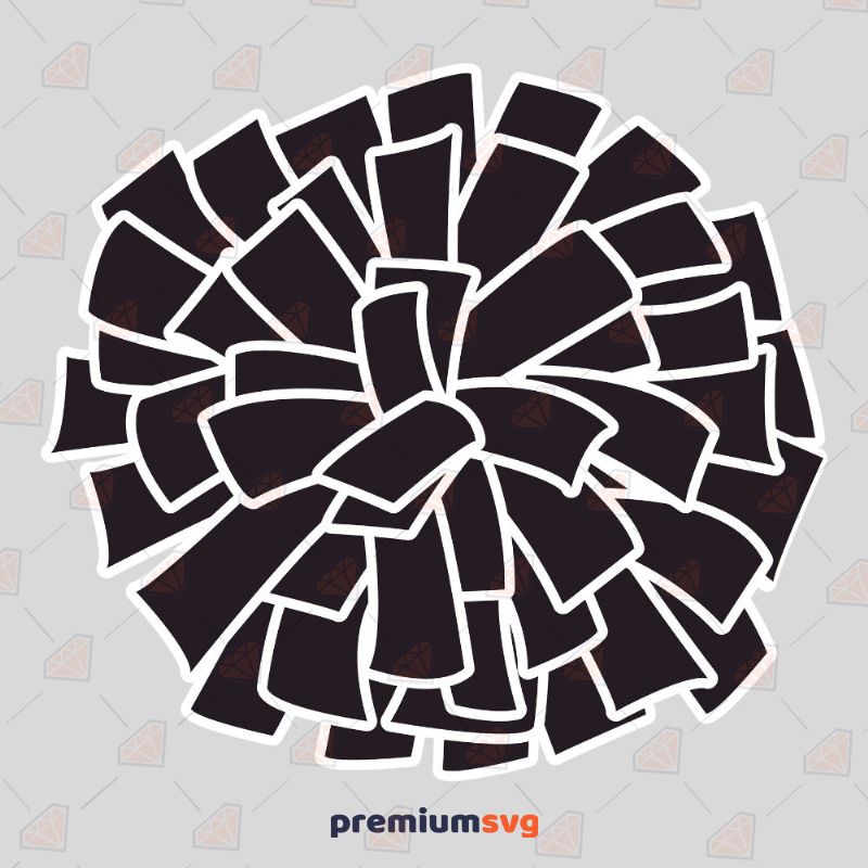 Black and White Pom Pom SVG, Pom Pom Vector Instant Download Drawings Svg