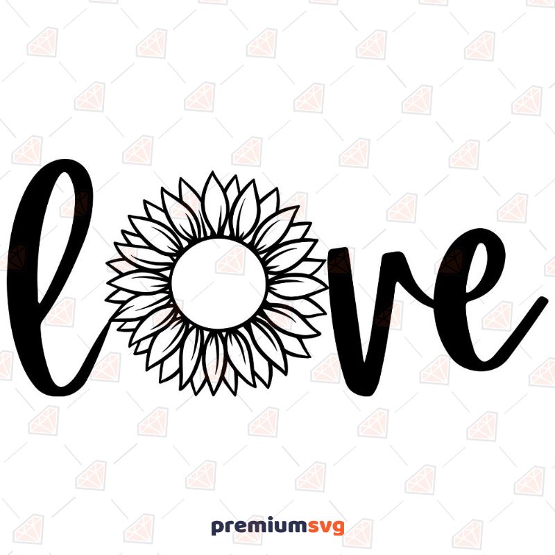 Black Love Sunflower SVG, Love Sunflower Instant Download Sunflower SVG Svg