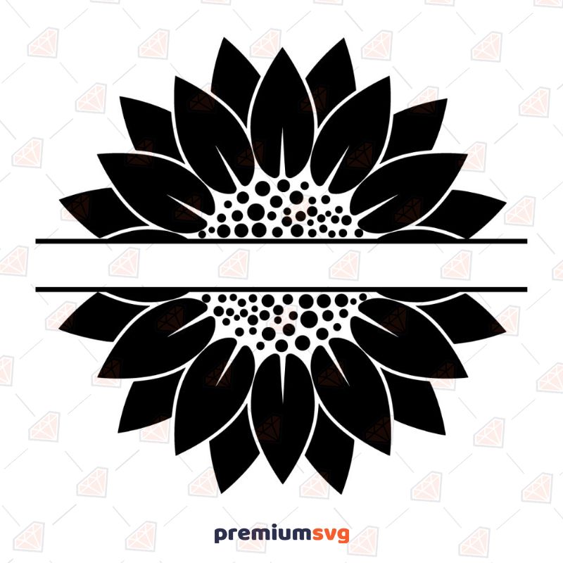 Black Sunflower Monogram SVG, Instant Download Sunflower SVG Svg