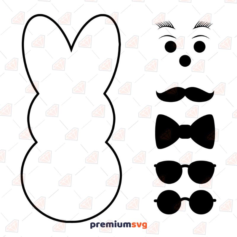 Bunny Outline SVG, Easter Bunny Face Set SVG | PremiumSVG