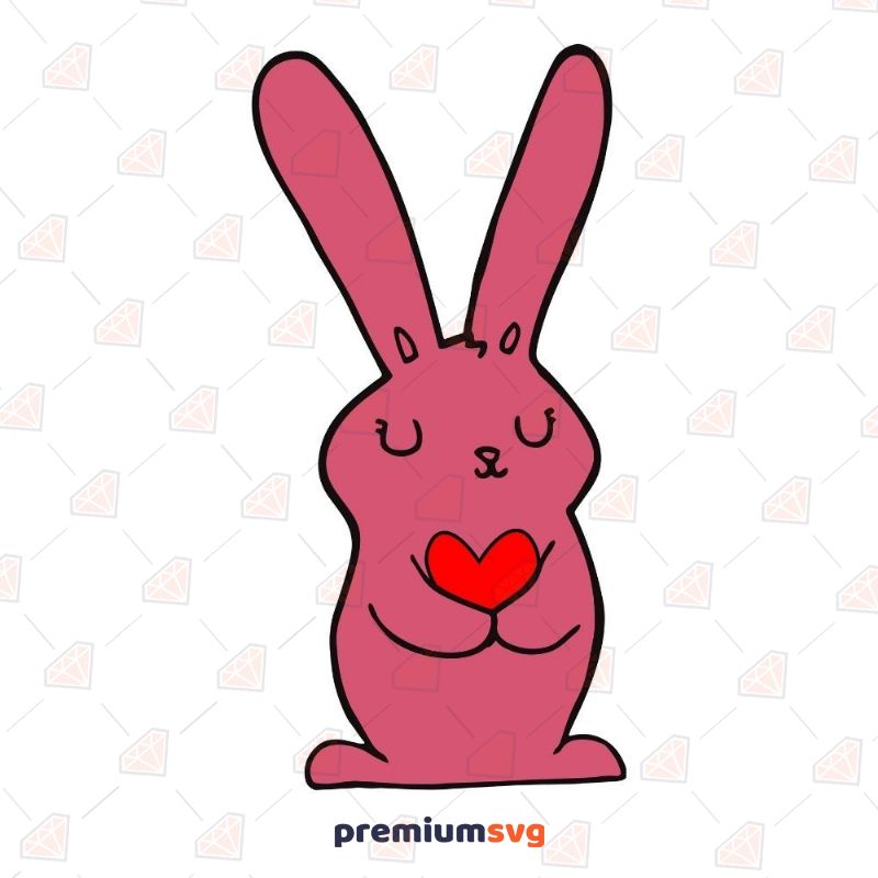Bunny with Heart SVG, Valentine's SVG Vector Files Valentine's Day SVG Svg