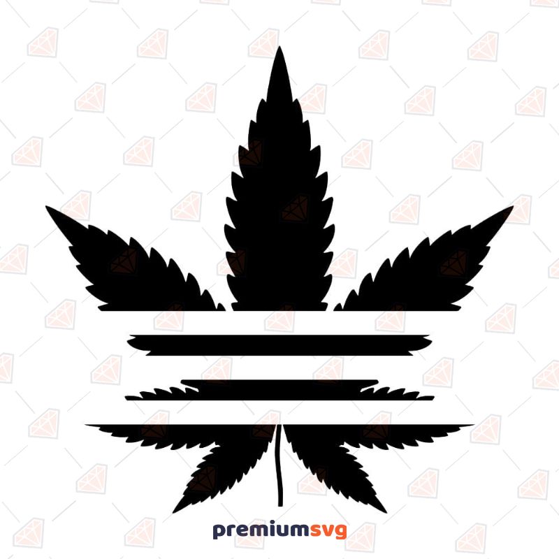 Cannabis with Three Line SVG, Cannabis Vector Instant Download Vector Objects Svg