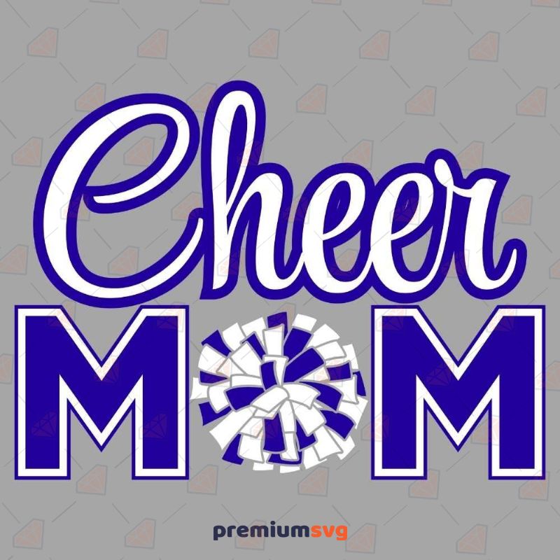 Cheer MOM with Pom Pom SVG, Instant Download Football SVG Svg