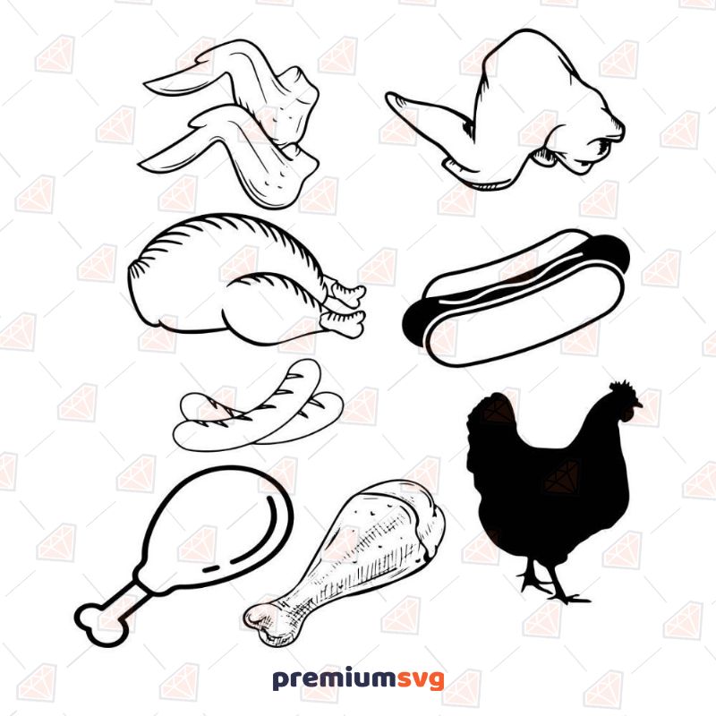 Chicken Wings & Drumcticks SVG Bundle, Chicken Food Bundle SVG Vector Bird SVG Svg