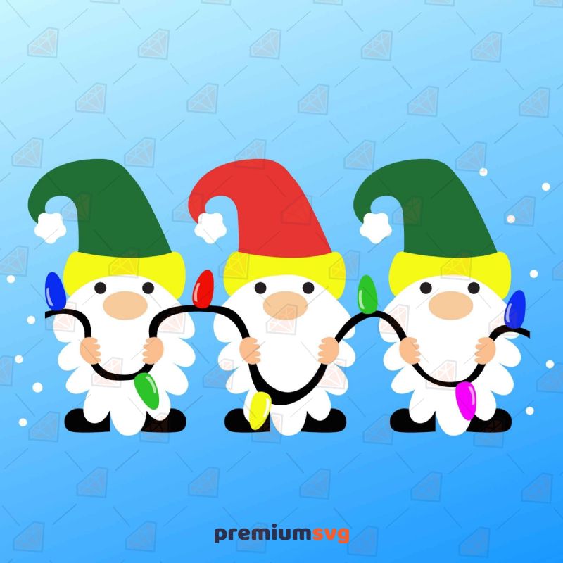 Gnomes Holidng Christmas Lights SVG Christmas SVG Svg