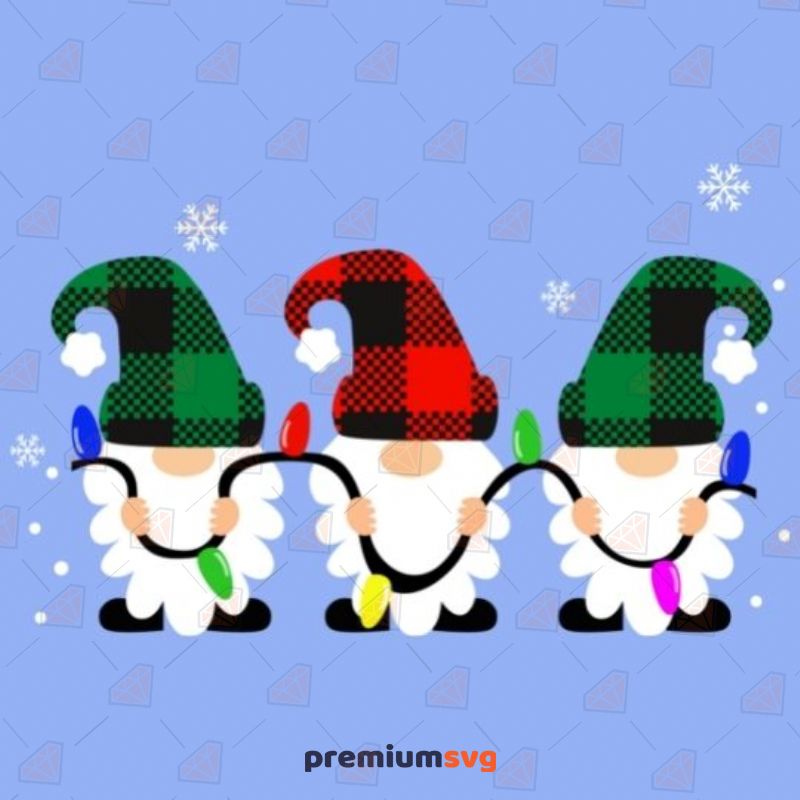 Christmas Gnomes SVG with Plaid Hat, Instant Download SVG Cut File Christmas SVG Svg