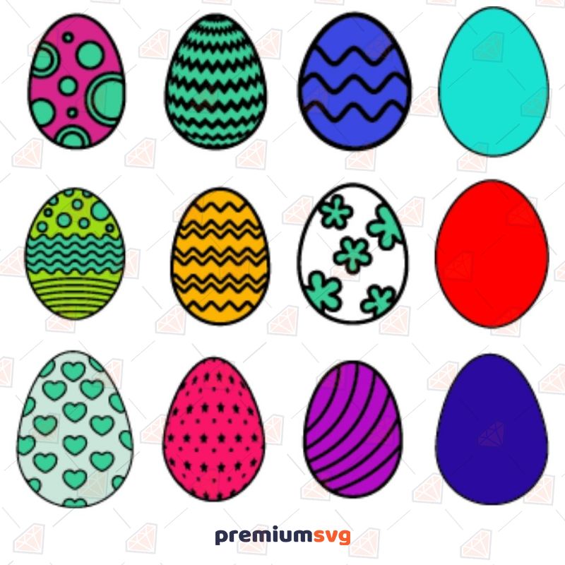 Colorful Easter Eggs Bundle Easter Day SVG Svg