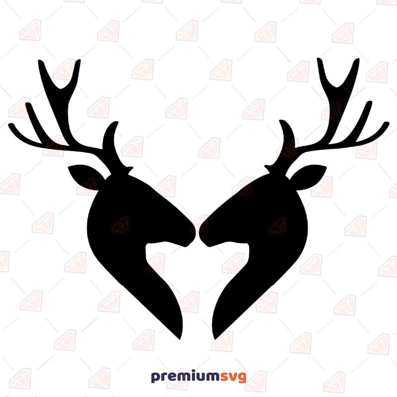 Couple Deer Heart SVG Cut File Christmas Svg
