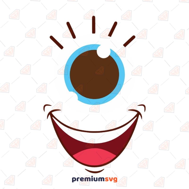 Cute Monster Face SVG, Cute Monster Smile Instant Download Cartoons Svg