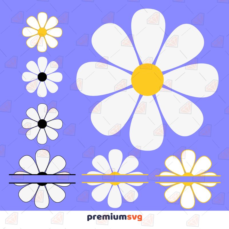 Daisy split monogram svg, Flowers frame svg, Floral border - So Fontsy