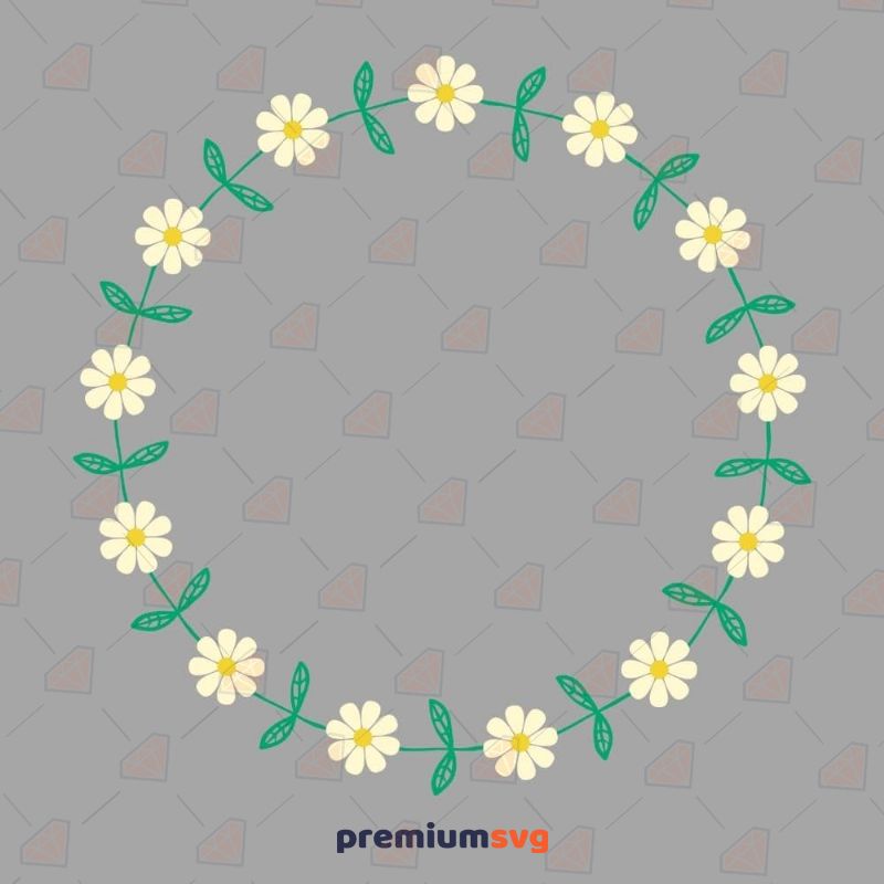 Daisy Wreath SVG, Flower Wreath SVG Vector File Flower SVG Svg