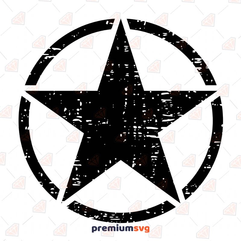 Distressed Star SVG, Jeep Army Star SVG Instant Download Vector Illustration Svg