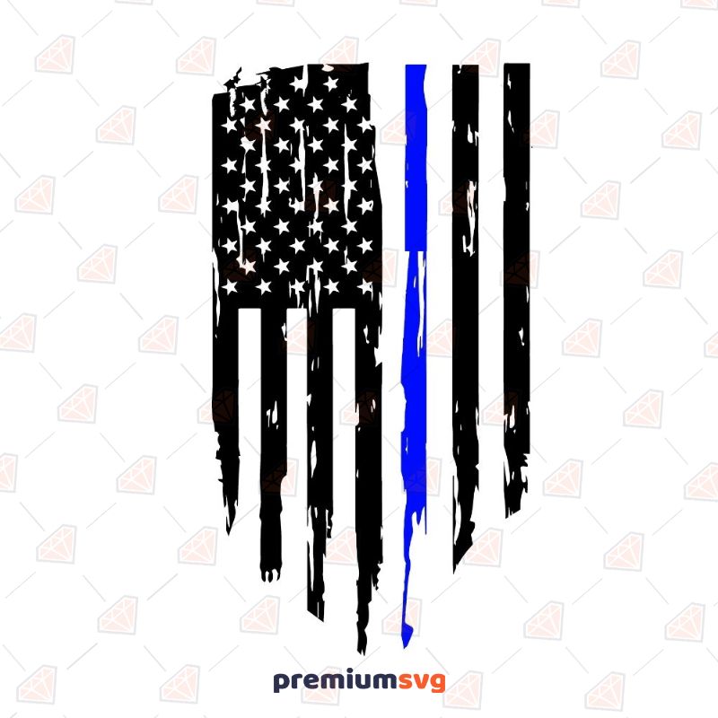 Distressed Thin Blue Line Flag Svg Cut File