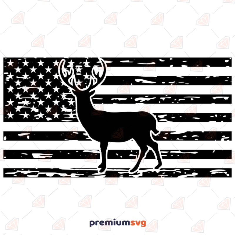 Distressed USA Flag with Deer SVG Cut File USA SVG Svg