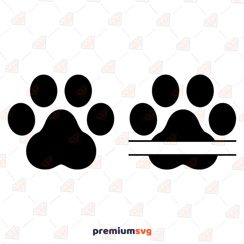 Dog Paws Monogram SVG, Paws with Monogram Vector Files Pets SVG Svg