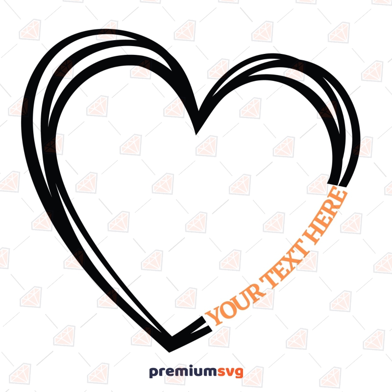 Doodle Monogram Heart SVG, Instant Download Valentine's Day SVG Svg
