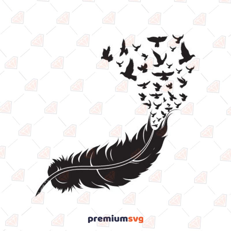 Feather With Birds Drawings Svg
