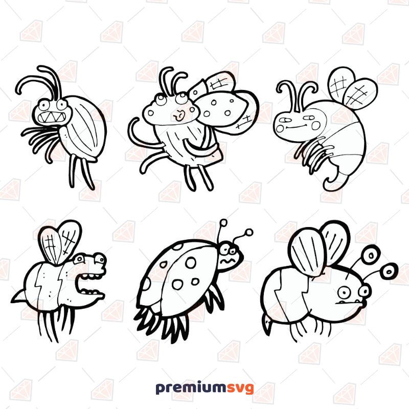 Handdrawn Funny Insects SVG Cut File Insects/Reptiles Svg