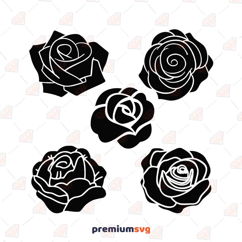 Hand Drawn Black Rose SVG Bundle Flower SVG Svg
