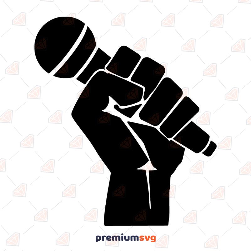 Hand Holding Up A Microphone Vector Objects Svg