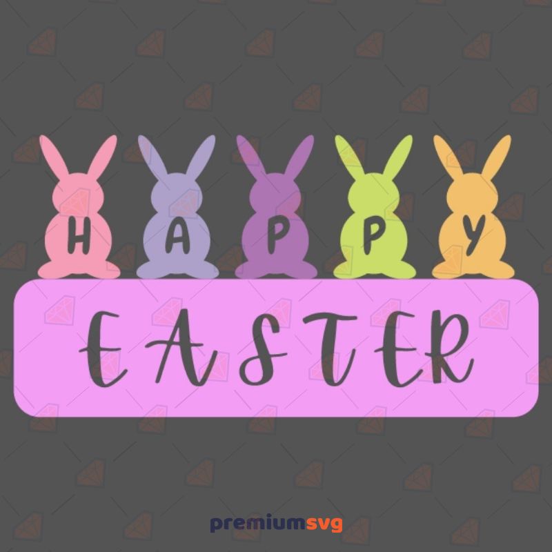 Happy Easter with Bunnies SVG File Easter Day SVG Svg