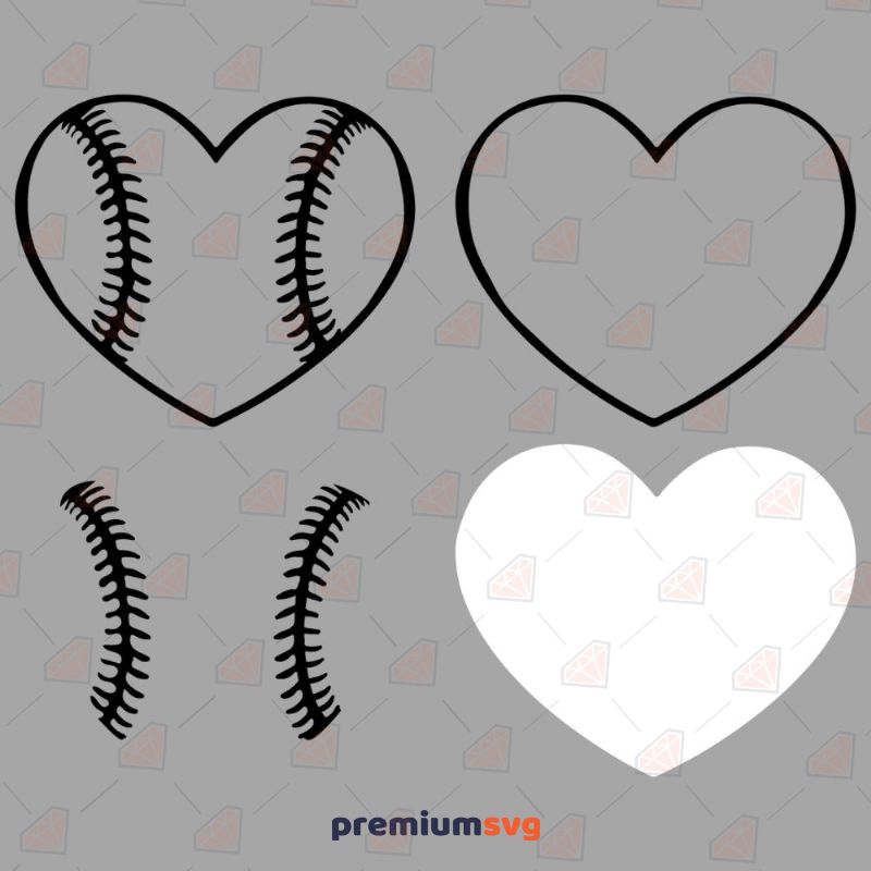 Heart Baseball SVG, Baseball Lover Instant Download Baseball Svg