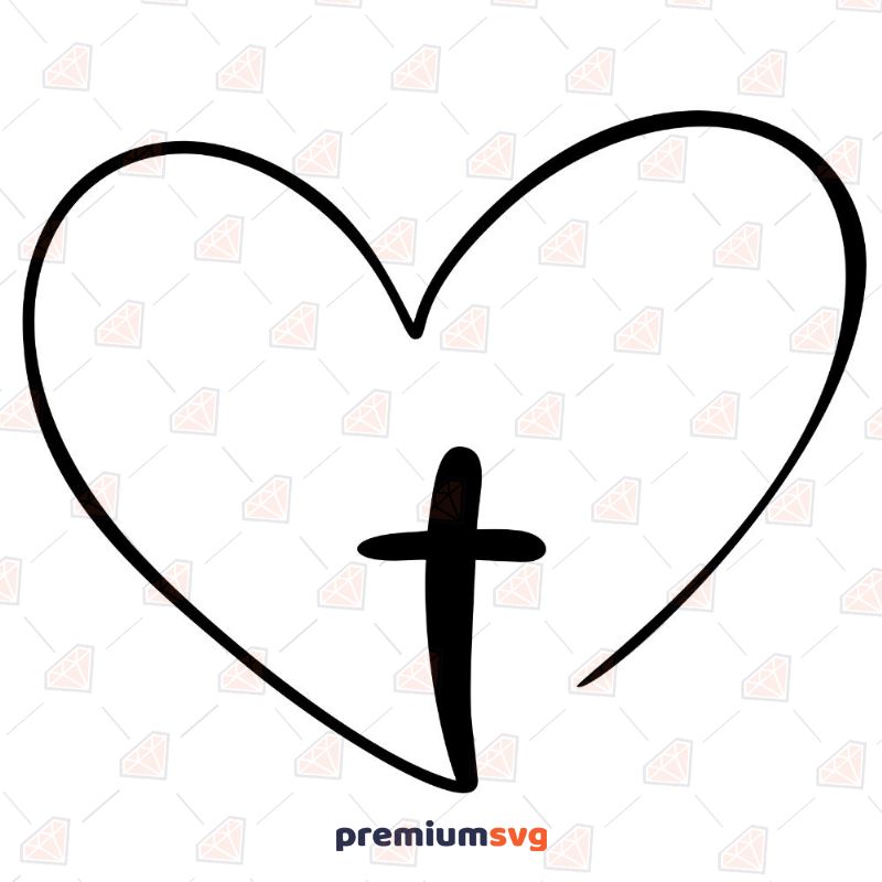 Cross Heart SVG Cut File, Christian SVG Instant Download Christian SVG Svg