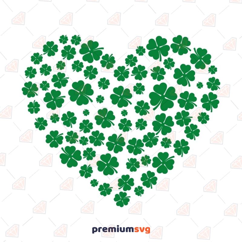 Heart Made of Shamrock SVG Cut File St Patrick's Day SVG Svg