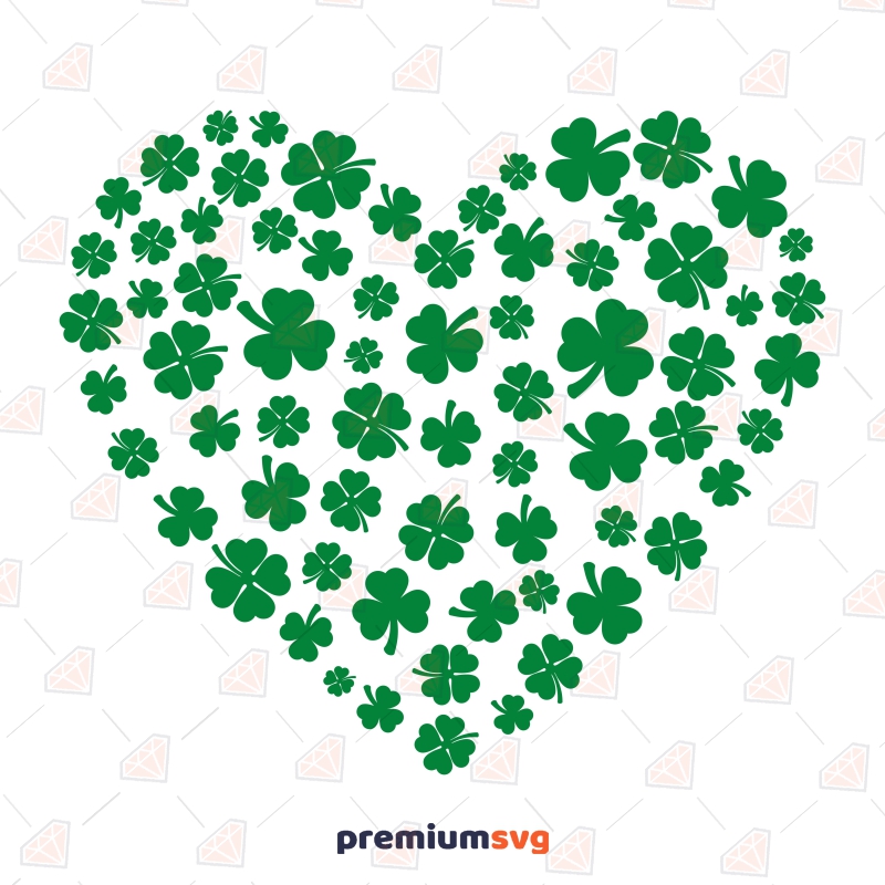 Heart Made of Shamrock SVG Cut File, Digital Download St Patrick's Day SVG Svg
