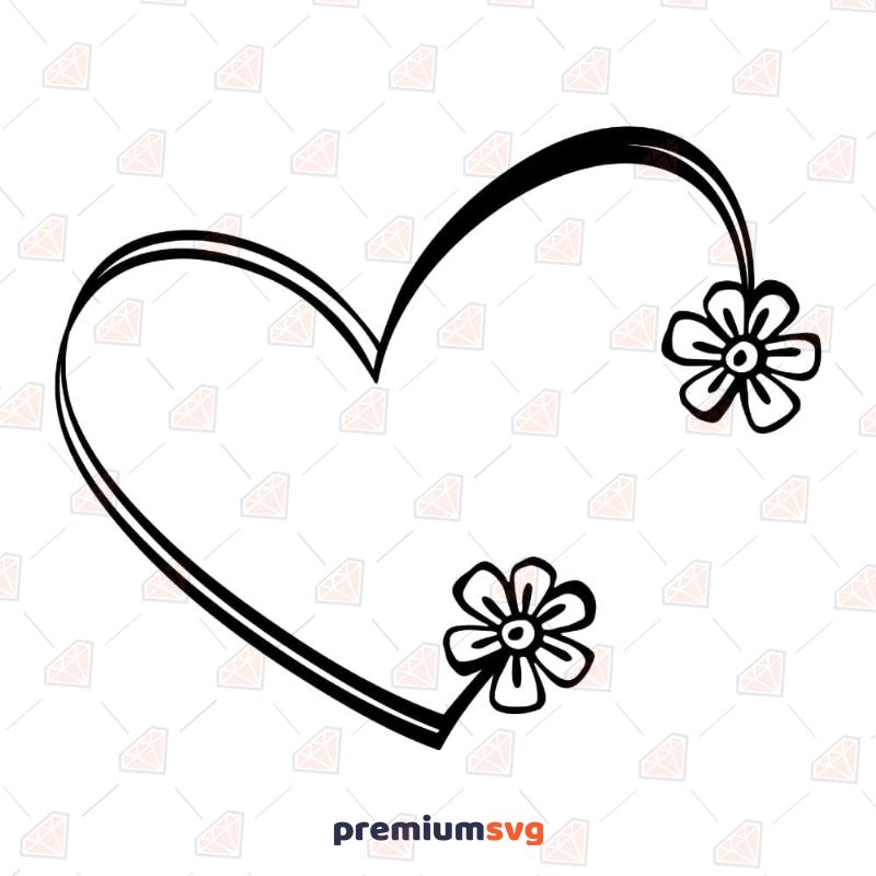 Heart Monogram Flower SVG Cut File Drawings Svg