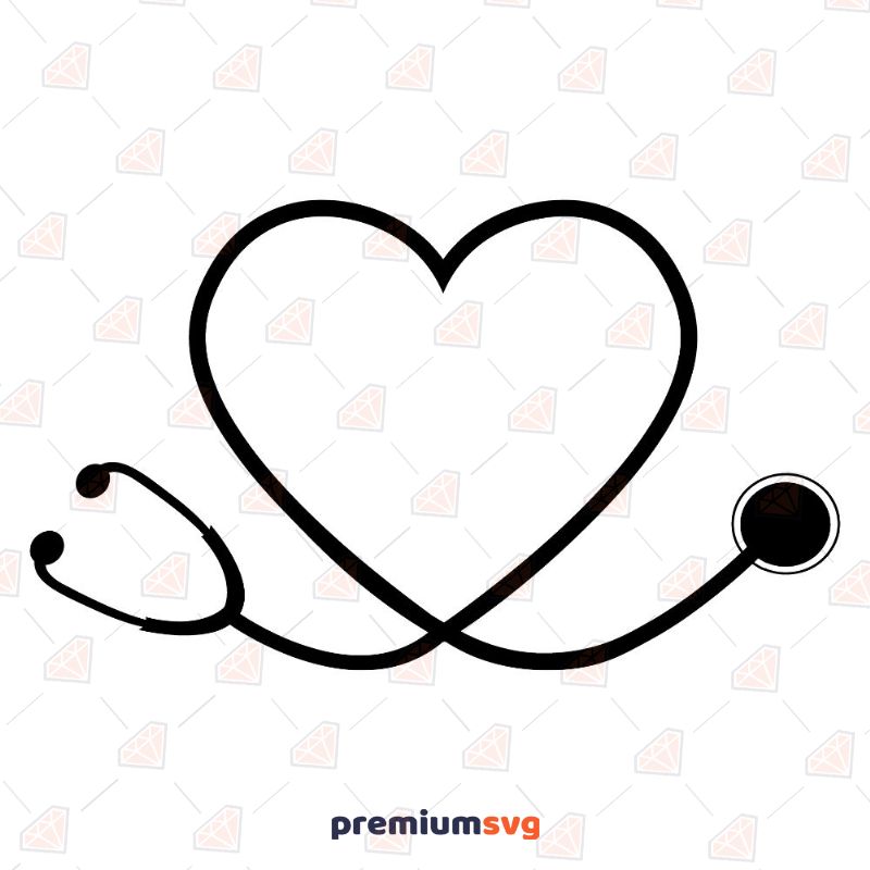 Heart Stethoscope SVG, Medicine Stethoscope SVG Instant Download Health and Medical Svg