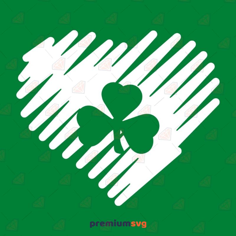 Doodle Heart with Clover SVG Cut File St Patrick's Day SVG Svg