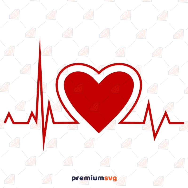 Heart with Heart Rates Svg Health and Medical Svg