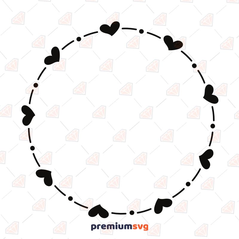 Round Heart Wreath SVG Cut File, Heart Wreath SVG Instant Download Drawings Svg
