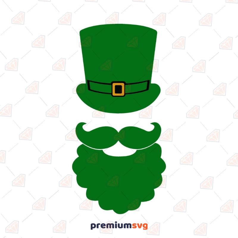 Green Leprechaun Beard and Hat SVG, Instant Download St Patrick's Day SVG Svg