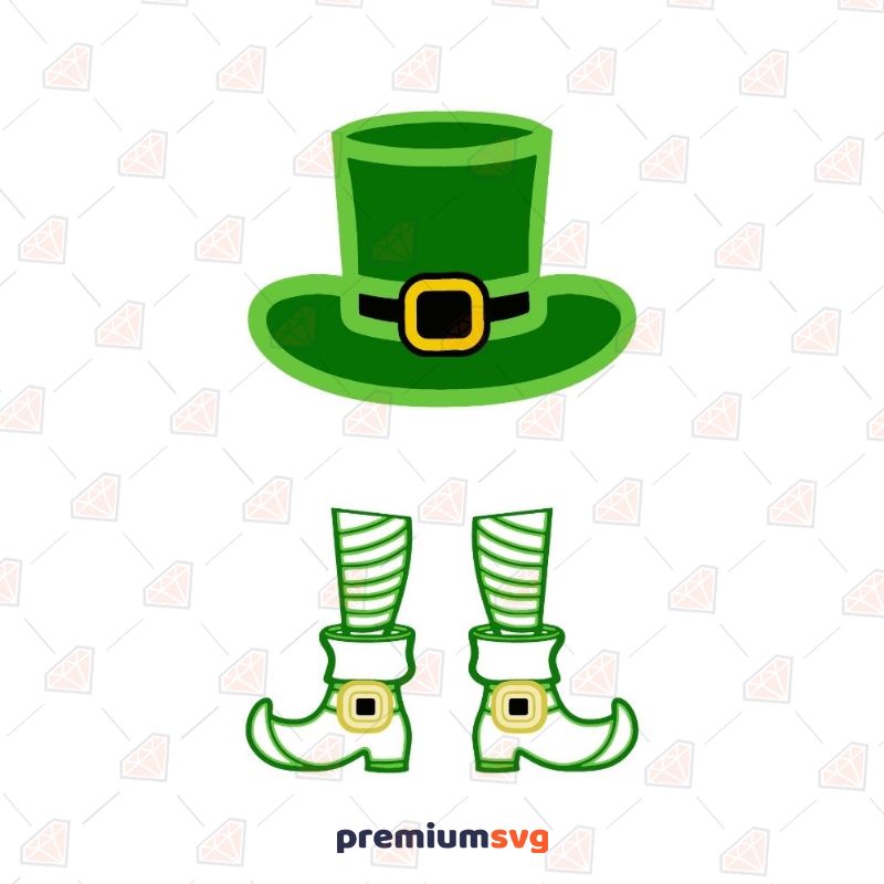 Leprechaun Hat and Shoes SVG Design St Patrick's Day SVG Svg