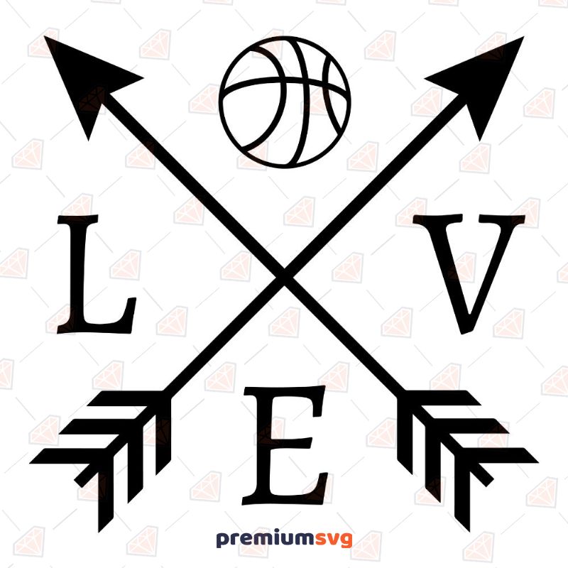 Love Basketball Arrow SVG, Instant Download Basketball SVG Svg