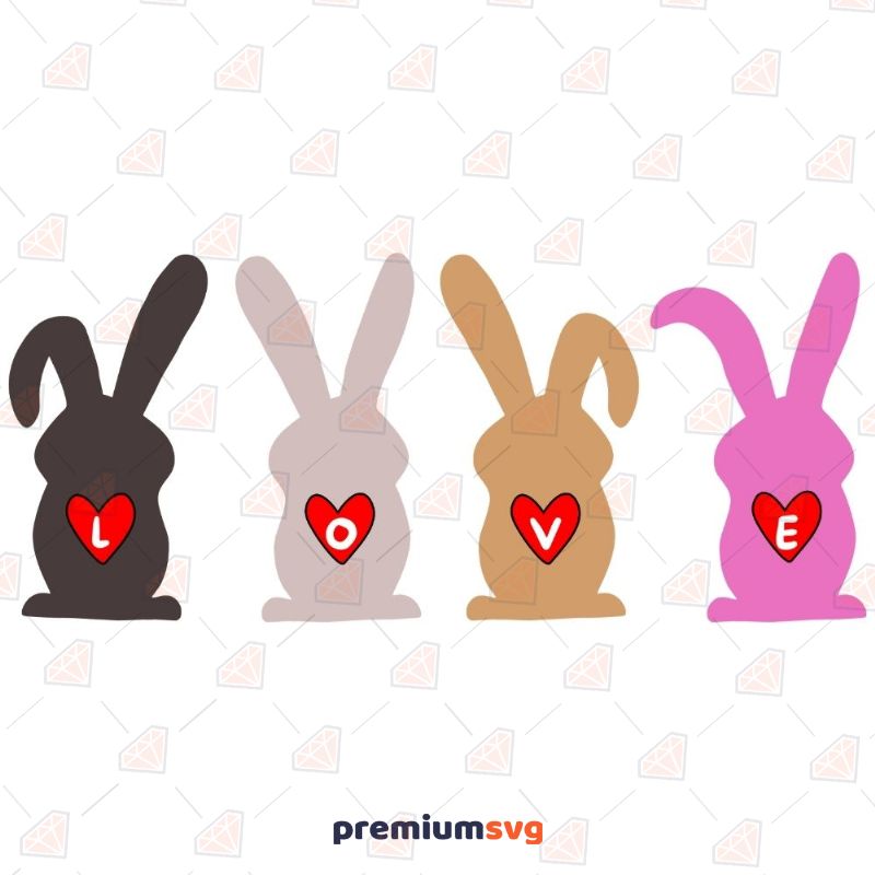 Bunny Love SVG Files, Valentine's Day SVG Images Valentine's Day SVG Svg