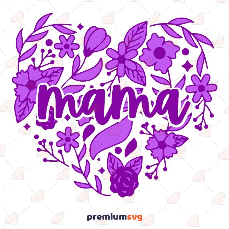 Purple Mama Floral Heart SVG Cut File Mother's Day SVG Svg