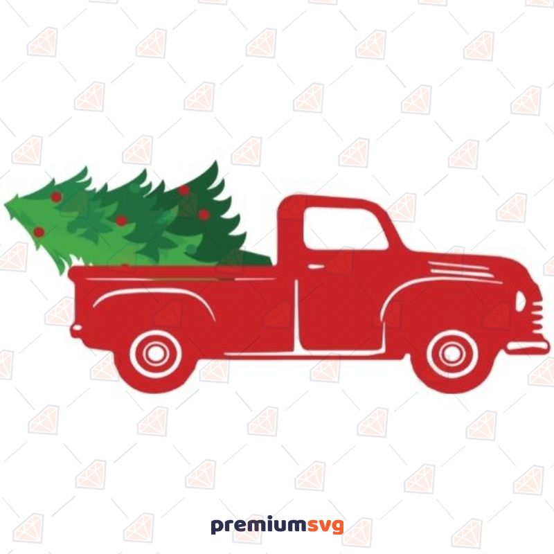 Christmas Truck with Red Fruit Tree SVG Cut File Christmas SVG Svg