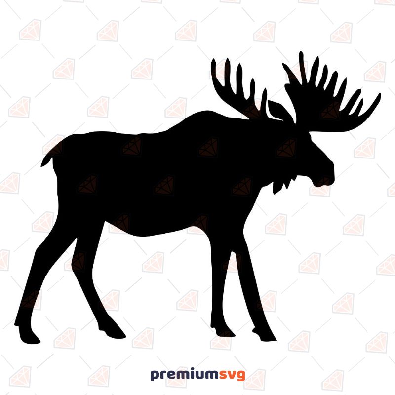 Moose Silhouette SVG Design, Moose Vector Instant Download Wild & Jungle Animals SVG Svg
