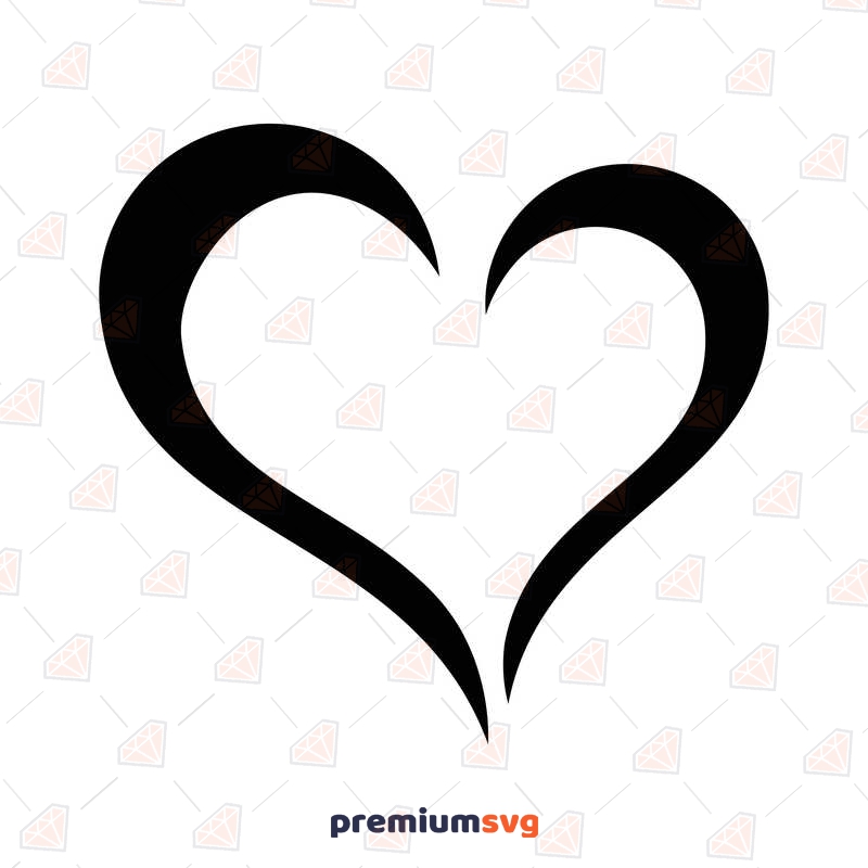 Open Heart SVG, Hand Drawn Heart SVG Clipart Valentine's Day SVG Svg