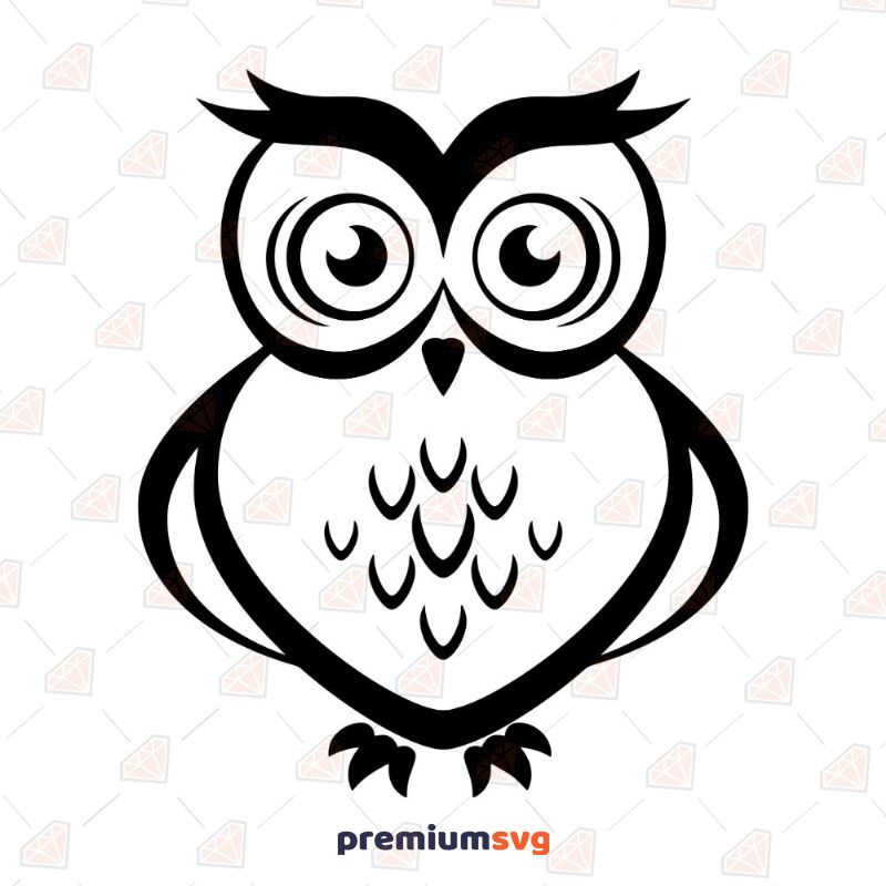 Simple Owl SVG, Owl Drawing Vector Files Bird SVG Svg